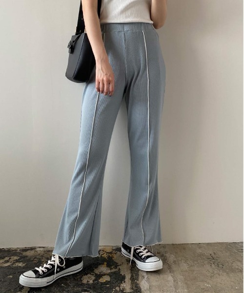 PUBLUX（パブリュクス）の「メローリブフレアパンツ（その他パンツ・レディース・ブラック/ミント・マルチサイズ）」の2枚目の写真