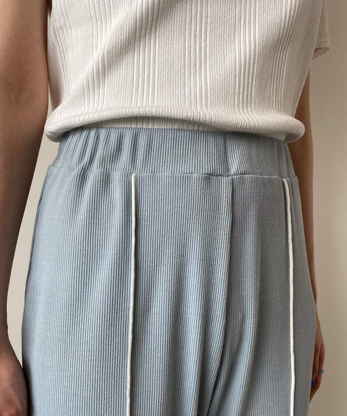 PUBLUX（パブリュクス）の「メローリブフレアパンツ（その他パンツ・レディース・ブラック/ミント・マルチサイズ）」の3枚目の写真