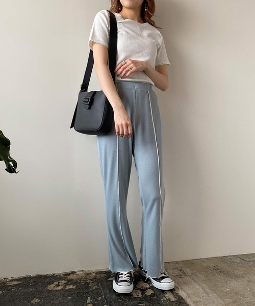 PUBLUX（パブリュクス）の「メローリブフレアパンツ（その他パンツ・レディース・ブラック/ミント・マルチサイズ）」の15枚目の写真