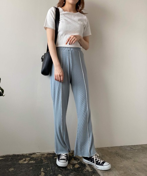 PUBLUX（パブリュクス）の「メローリブフレアパンツ（その他パンツ・レディース・ブラック/ミント・マルチサイズ）」の20枚目の写真