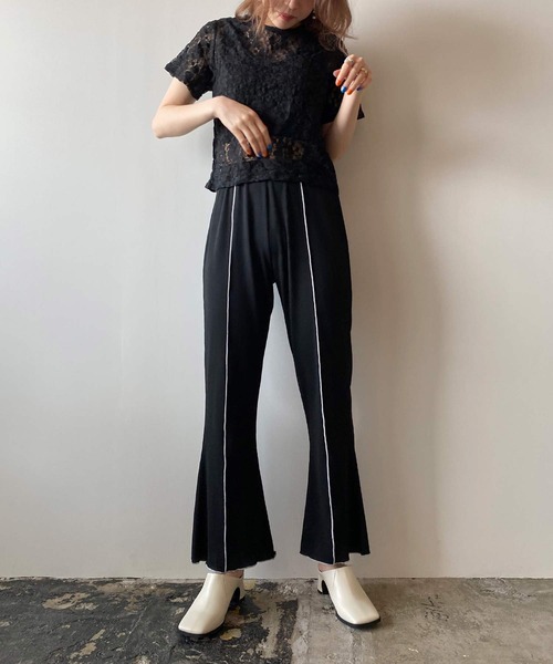 PUBLUX（パブリュクス）の「メローリブフレアパンツ（その他パンツ・レディース・ブラック/ミント・マルチサイズ）」の11枚目の写真