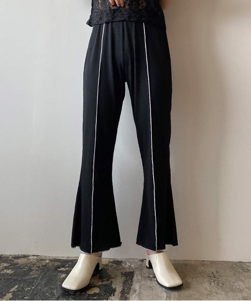 PUBLUX（パブリュクス）の「メローリブフレアパンツ（その他パンツ・レディース・ブラック/ミント・マルチサイズ）」の4枚目の写真