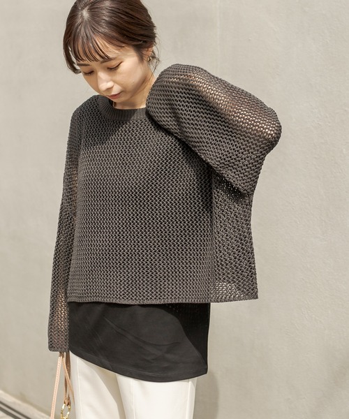 CAPRICIEUX LE'MAGE（カプリシューレマージュ）の「〈セットアイテム〉メッシュタンクアンサンブル（ニット/セーター・レディース・ブラック/ベージュ・FREE）」の13枚目の写真