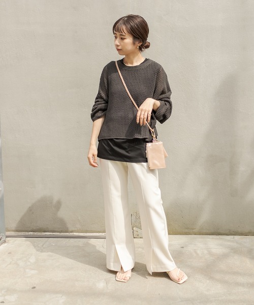 CAPRICIEUX LE'MAGE（カプリシューレマージュ）の「〈セットアイテム〉メッシュタンクアンサンブル（ニット/セーター・レディース・ブラック/ベージュ・FREE）」の7枚目の写真