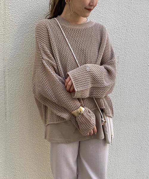 CAPRICIEUX LE'MAGE（カプリシューレマージュ）の「〈セットアイテム〉メッシュタンクアンサンブル（ニット/セーター・レディース・ブラック/ベージュ・FREE）」の5枚目の写真