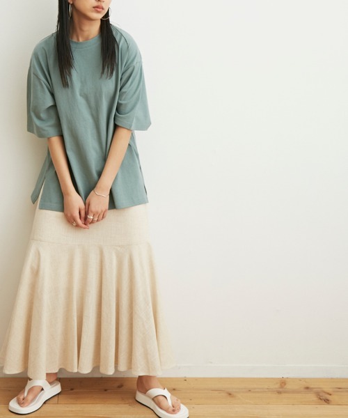 Auntie Rosa Holiday(アンティローザホリデー)の「リネンレーヨンマーメイドロングスカート(スカート・レディース・ブルー/ナチュラル/グリーン・SMALL/MEDIUM)」の4枚目の写真