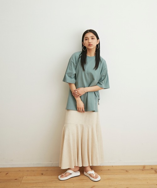 Auntie Rosa Holiday(アンティローザホリデー)の「リネンレーヨンマーメイドロングスカート(スカート・レディース・ブルー/ナチュラル/グリーン・SMALL/MEDIUM)」の5枚目の写真