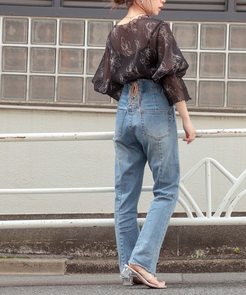 Chico（チコ）の「【Web限定】5分袖ラインフラワーシアートップス(キャミ付き)（シャツ/ブラウス・レディース・アイボリー/ミント/ピンクベージュ/ブラック・FREE）」の15枚目の写真