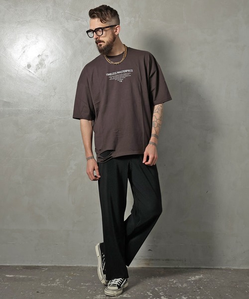 GALLIS ADDICTION(ガリスアディクション)の「GA DAMAGE LOGO TEE/ダメージ ロゴ 半袖Tシャツ(Tシャツ/カットソー・メンズ・ナチュラル/チャコール/ライトオレンジ系・M/L)」の11枚目の写真