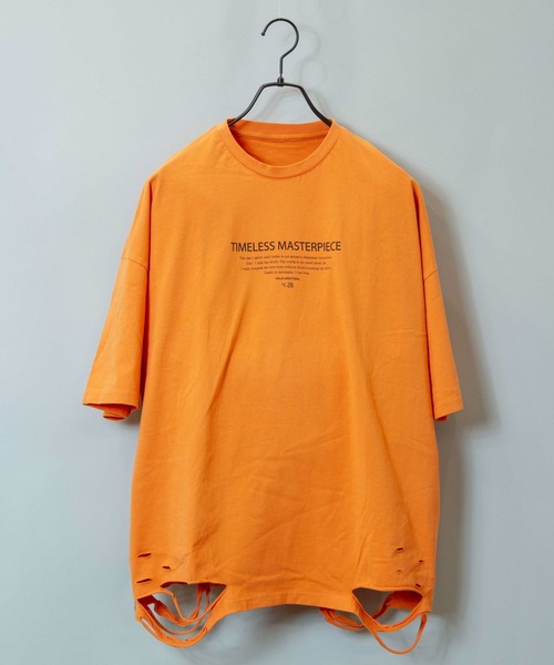 GALLIS ADDICTION(ガリスアディクション)の「GA DAMAGE LOGO TEE/ダメージ ロゴ 半袖Tシャツ(Tシャツ/カットソー・メンズ・ナチュラル/チャコール/ライトオレンジ系・M/L)」の6枚目の写真