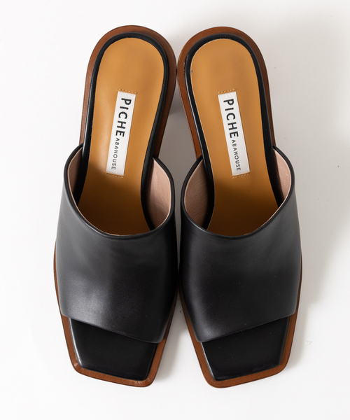 PICHE ABAHOUSE（ピシェ アバハウス）の「ワイドスクエアミュール（サンダル・レディース・ブラック/アイボリー/イエロー・36/37/38/35）」の5枚目の写真