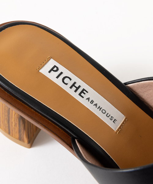 PICHE ABAHOUSE（ピシェ アバハウス）の「ワイドスクエアミュール（サンダル・レディース・ブラック/アイボリー/イエロー・36/37/38/35）」の9枚目の写真