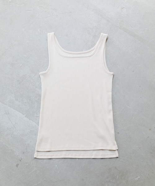 koe（コエ）の「スクエアネックリブタンクトップ＊（タンクトップ・レディース・ブルー/アイボリー/ベージュ・M/L）」の2枚目の写真