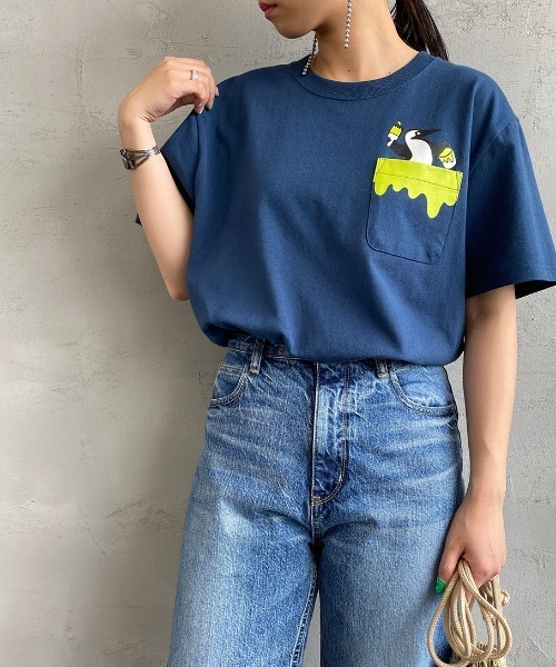 CHUMS（チャムス）の「[CHUMS/チャムス] BOOBY ペイントポケットTシャツ（Tシャツ/カットソー・レディース・ブラック/ヘザーグレー/ホワイト/ネイビー・M/XL/S/L）」の4枚目の写真