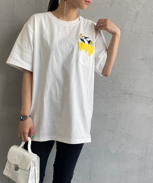 CHUMS（チャムス）の「[CHUMS/チャムス] BOOBY ペイントポケットTシャツ（Tシャツ/カットソー・レディース・ブラック/ヘザーグレー/ホワイト/ネイビー・M/XL/S/L）」の2枚目の写真
