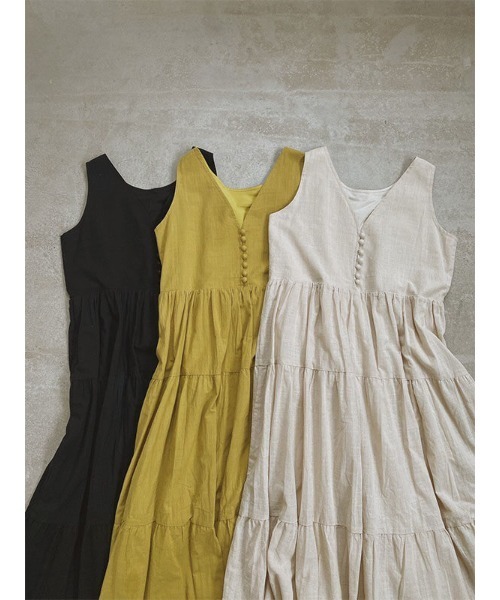 ACYM(アシーム)の「Airy 2way button ワンピース(ワンピース・レディース・イエロー/アイボリー/ブラック・FREE)」の10枚目の写真