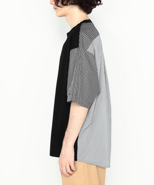 TOMORROWLAND （トゥモローランド）の「【WEB限定】コットンジャージー ストライプシャツコンビ クルーネックTシャツ（Tシャツ/カットソー・メンズ・ブラック系その他・S/M/L）」の5枚目の写真