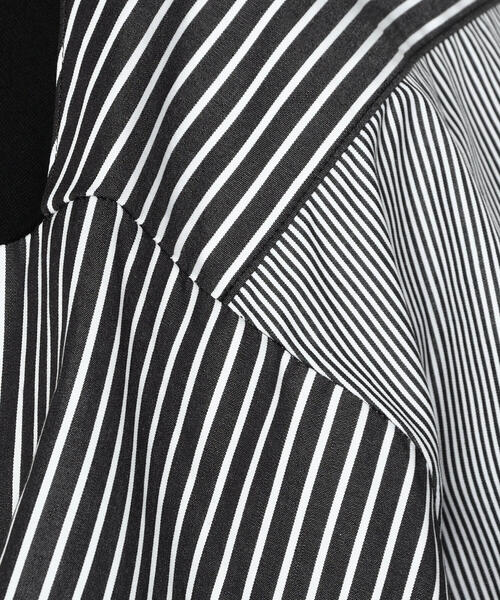 TOMORROWLAND （トゥモローランド）の「【WEB限定】コットンジャージー ストライプシャツコンビ クルーネックTシャツ（Tシャツ/カットソー・メンズ・ブラック系その他・S/M/L）」の7枚目の写真