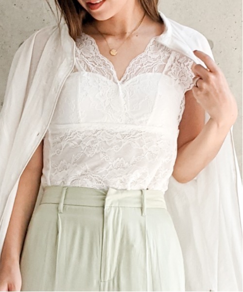 Per sist ence（パーシエンス）の「Per sist ence/パーシエンス　総レース カップ付きタンクトップ（タンクトップ・レディース・モカ/オフホワイト/ブラック・FREE）」の22枚目の写真