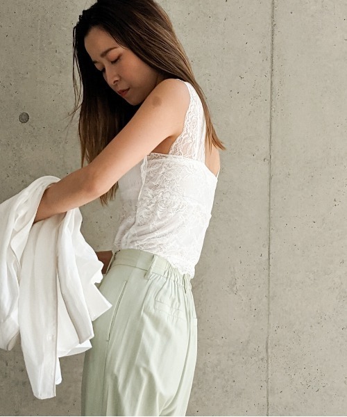 Per sist ence（パーシエンス）の「Per sist ence/パーシエンス　総レース カップ付きタンクトップ（タンクトップ・レディース・モカ/オフホワイト/ブラック・FREE）」の16枚目の写真