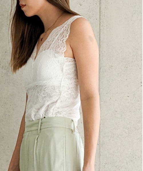 Per sist ence（パーシエンス）の「Per sist ence/パーシエンス　総レース カップ付きタンクトップ（タンクトップ・レディース・モカ/オフホワイト/ブラック・FREE）」の15枚目の写真