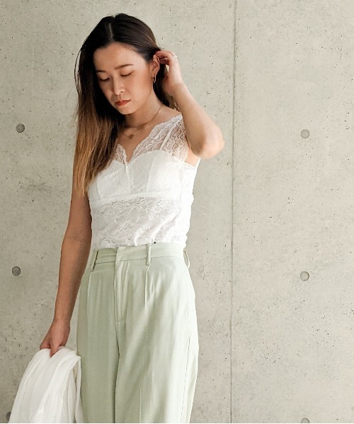 Per sist ence（パーシエンス）の「Per sist ence/パーシエンス　総レース カップ付きタンクトップ（タンクトップ・レディース・モカ/オフホワイト/ブラック・FREE）」の14枚目の写真