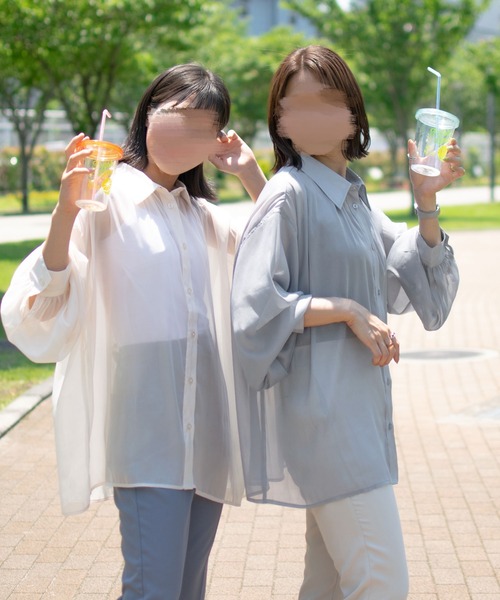 PairPair（ペアペア）の「キララメシアーシャツ（シャツ/ブラウス・レディース・グレイッシュブルー/ライトパープル/アイボリー・FREE）」の3枚目の写真