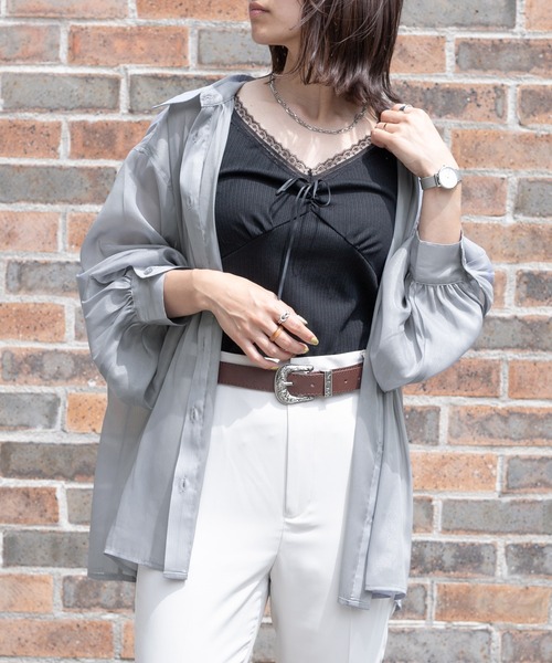 PairPair（ペアペア）の「キララメシアーシャツ（シャツ/ブラウス・レディース・グレイッシュブルー/ライトパープル/アイボリー・FREE）」の5枚目の写真