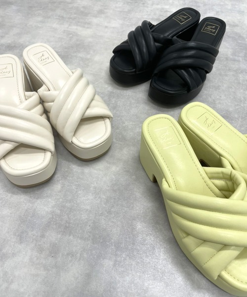 Alley by w closet(アリーバイダブルクローゼット)の「【Alley】ぷっくりクロスミュール(サンダル・レディース・ホワイト/ブラック/イエロー・M/L)」の21枚目の写真