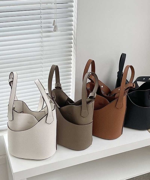 ammy.（エイミードット）の「【 ammy. / エイミードット 】 2way バケツ型 ショルダーバッグ / ハンドバッグ（ショルダーバッグ・レディース・ホワイト/ブラック/ブラウン/グレイッシュベージュ・FREE）」の2枚目の写真