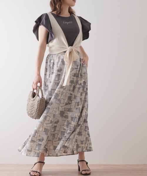Lilipetit(リリプティ)の「【Lilipetit×Rina】パネル柄マーメイドロングスカート(スカート・レディース・グレー/ピンク・M/L)」の4枚目の写真