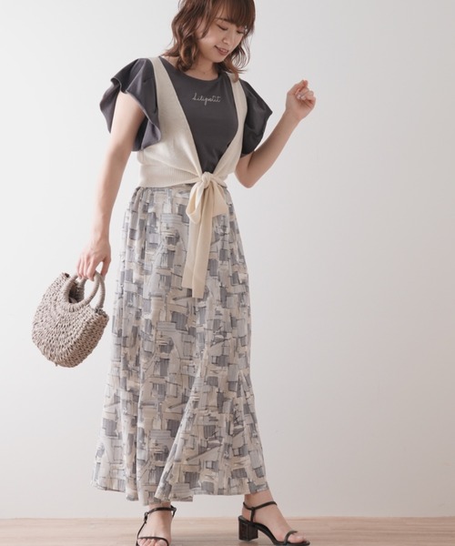 Lilipetit(リリプティ)の「【Lilipetit×Rina】パネル柄マーメイドロングスカート(スカート・レディース・グレー/ピンク・M/L)」の9枚目の写真