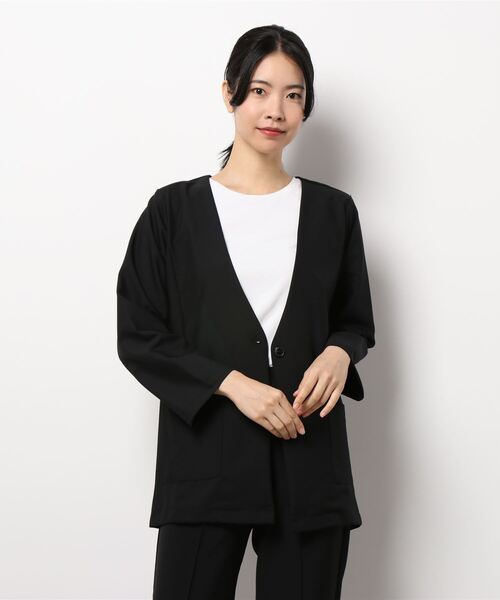 CLEARIMPRESSION (クリアインプレッション)の「ノーカラージャケット(ノーカラージャケット・レディース・ブラック/モカ・フリー)」の2枚目の写真
