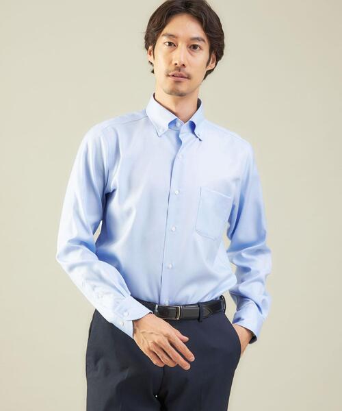 green label relaxing（グリーンレーベルリラクシング）の「＜green label relaxing＞Cロイヤルオックス スリム ショートボタンダウン ドレスシャツ -イージーアイロン-（ビジネスシャツ・メンズ・ライトブルー/ホワイト・X-LARGE/SMALL/LARGE/MEDIUM）」の2枚目の写真