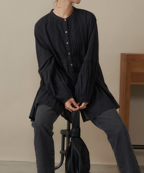 AIC.(エーアイシー)の「ピンタックティアードブラウス(シャツ/ブラウス・レディース・ブラック/オフホワイト/グリーン・FREE)」の15枚目の写真