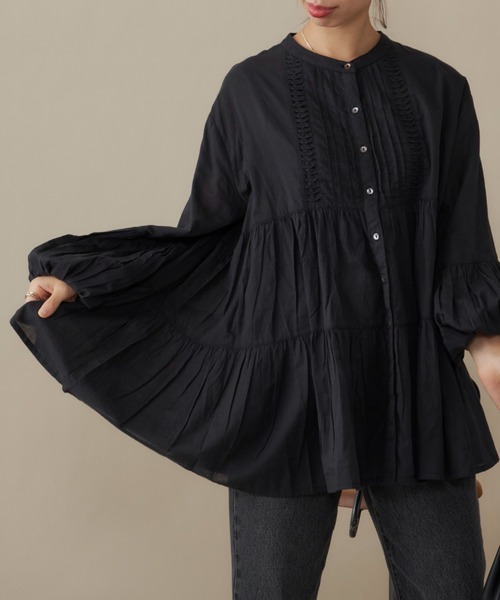 AIC.(エーアイシー)の「ピンタックティアードブラウス(シャツ/ブラウス・レディース・ブラック/オフホワイト/グリーン・FREE)」の18枚目の写真