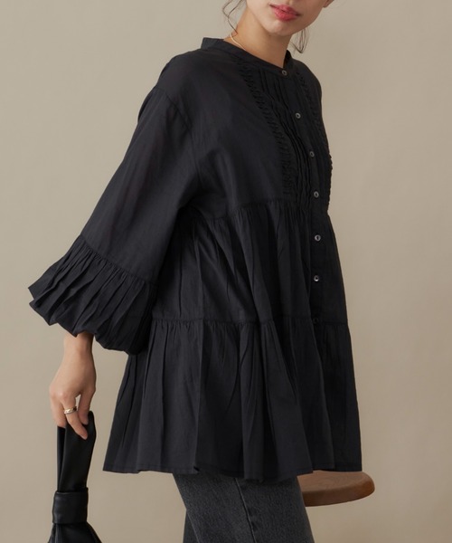 AIC.(エーアイシー)の「ピンタックティアードブラウス(シャツ/ブラウス・レディース・ブラック/オフホワイト/グリーン・FREE)」の20枚目の写真