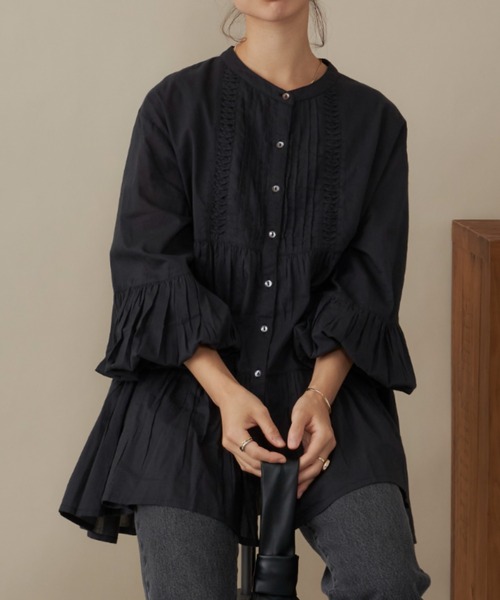 AIC.(エーアイシー)の「ピンタックティアードブラウス(シャツ/ブラウス・レディース・ブラック/オフホワイト/グリーン・FREE)」の14枚目の写真