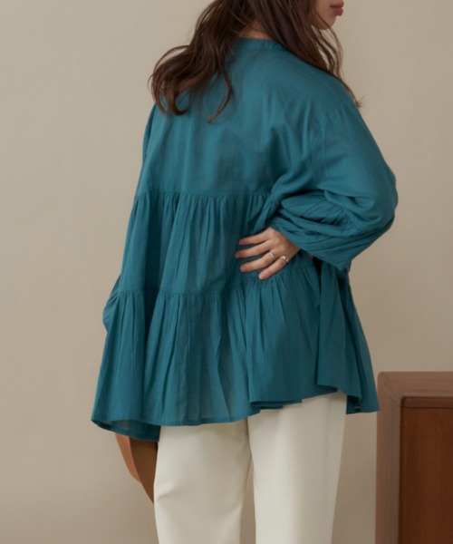 AIC.(エーアイシー)の「ピンタックティアードブラウス(シャツ/ブラウス・レディース・ブラック/オフホワイト/グリーン・FREE)」の13枚目の写真