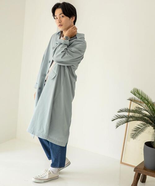 coen（コーエン）の「【WEB限定カラー】撥水オーバーサイズワイドステンカラーコート（ステンカラーコート・メンズ・ブラック/ベージュ/ライム/パープル・SMALL/MEDIUM/LARGE/X-LARGE）」の18枚目の写真