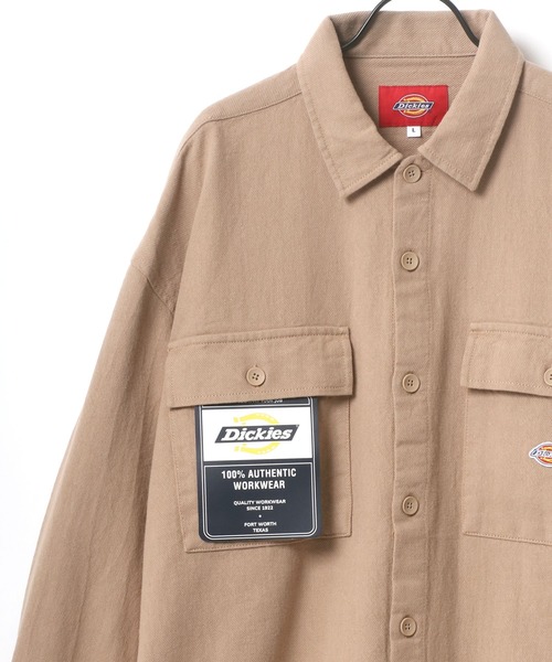 Dickies（ディッキーズ）の「Dickies/ディッキーズ ツイル オーバーサイズ ワークシャツ/CPOシャツ/シャツジャケット（シャツ/ブラウス・メンズ・ブラック/ベージュ/ブルー/ブルー系その他・M/L/XL）」の2枚目の写真