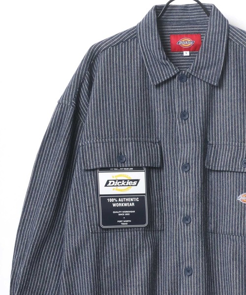 Dickies（ディッキーズ）の「Dickies/ディッキーズ ツイル オーバーサイズ ワークシャツ/CPOシャツ/シャツジャケット（シャツ/ブラウス・メンズ・ブラック/ベージュ/ブルー/ブルー系その他・M/L/XL）」の4枚目の写真