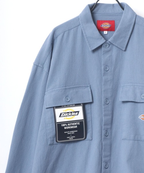 Dickies（ディッキーズ）の「Dickies/ディッキーズ ツイル オーバーサイズ ワークシャツ/CPOシャツ/シャツジャケット（シャツ/ブラウス・メンズ・ブラック/ベージュ/ブルー/ブルー系その他・M/L/XL）」の3枚目の写真