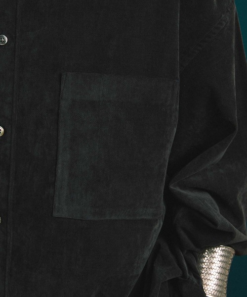 MAISON SPECIAL（メゾンスペシャル）の「《ユニセックスアイテム》シャンブレーベロアオーバーシャツコート 【MAISON SPECIAL/メゾンスペシャル】（シャツ/ブラウス・メンズ・ブラック/ピンク/オレンジ/ブルー/バーガンディー・0/1/2）」の9枚目の写真