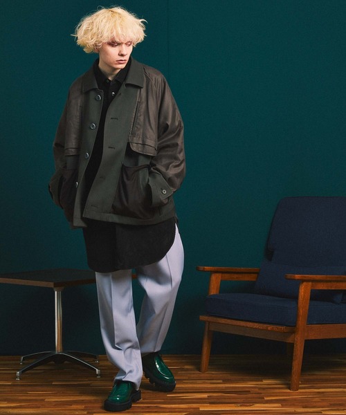 MAISON SPECIAL（メゾンスペシャル）の「《ユニセックスアイテム》シャンブレーベロアオーバーシャツコート 【MAISON SPECIAL/メゾンスペシャル】（シャツ/ブラウス・メンズ・ブラック/ピンク/オレンジ/ブルー/バーガンディー・0/1/2）」の6枚目の写真