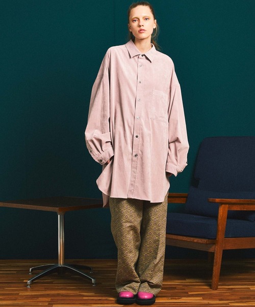 MAISON SPECIAL（メゾンスペシャル）の「《ユニセックスアイテム》シャンブレーベロアオーバーシャツコート 【MAISON SPECIAL/メゾンスペシャル】（シャツ/ブラウス・メンズ・ブラック/ピンク/オレンジ/ブルー/バーガンディー・0/1/2）」の12枚目の写真