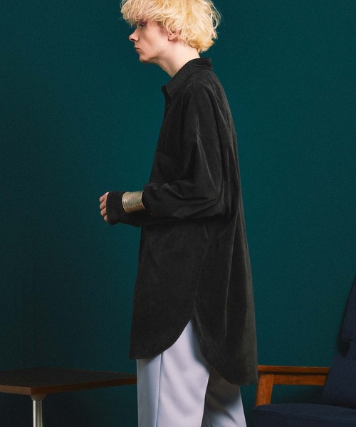 MAISON SPECIAL（メゾンスペシャル）の「《ユニセックスアイテム》シャンブレーベロアオーバーシャツコート 【MAISON SPECIAL/メゾンスペシャル】（シャツ/ブラウス・メンズ・ブラック/ピンク/オレンジ/ブルー/バーガンディー・0/1/2）」の11枚目の写真