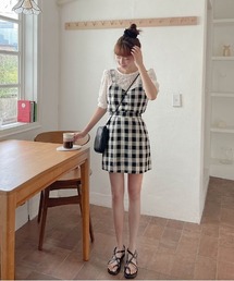 SONA | SONYUNARA ブロックチェックビスチェ+スカート(スカート)