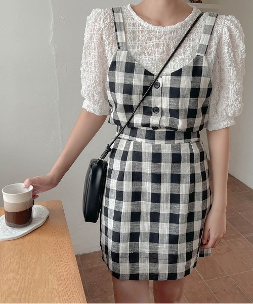 SONA（ソナ）の「SONYUNARA ブロックチェックビスチェ+スカート（スカート・レディース・ブラック・FREE）」の11枚目の写真