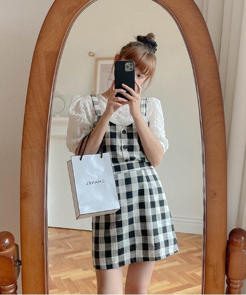 SONA（ソナ）の「SONYUNARA ブロックチェックビスチェ+スカート（スカート・レディース・ブラック・FREE）」の7枚目の写真
